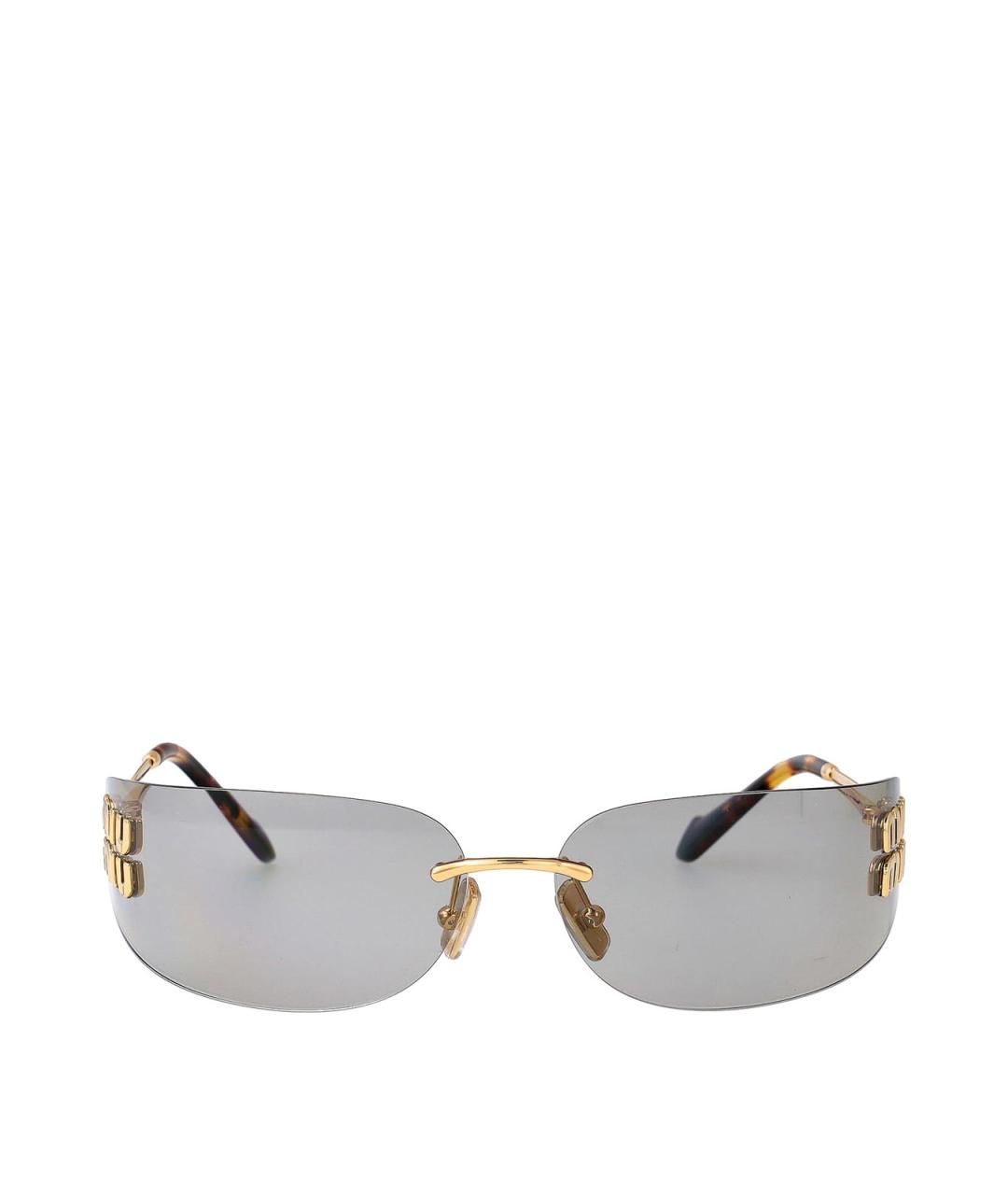 MIU MIU Золотые металлические солнцезащитные очки, фото 1