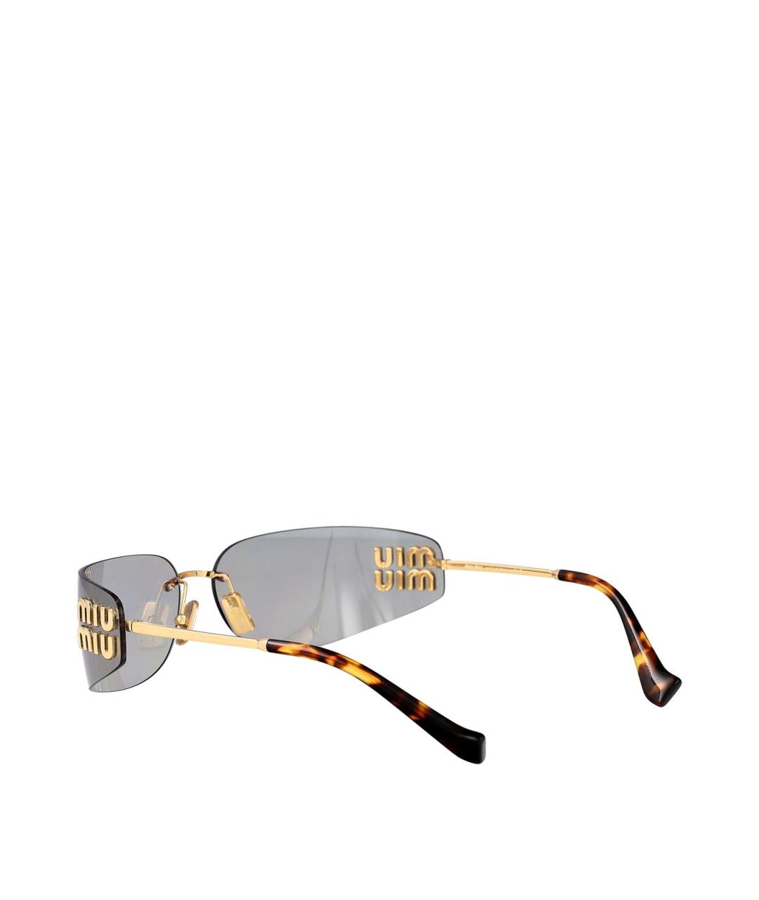 MIU MIU Золотые металлические солнцезащитные очки, фото 4