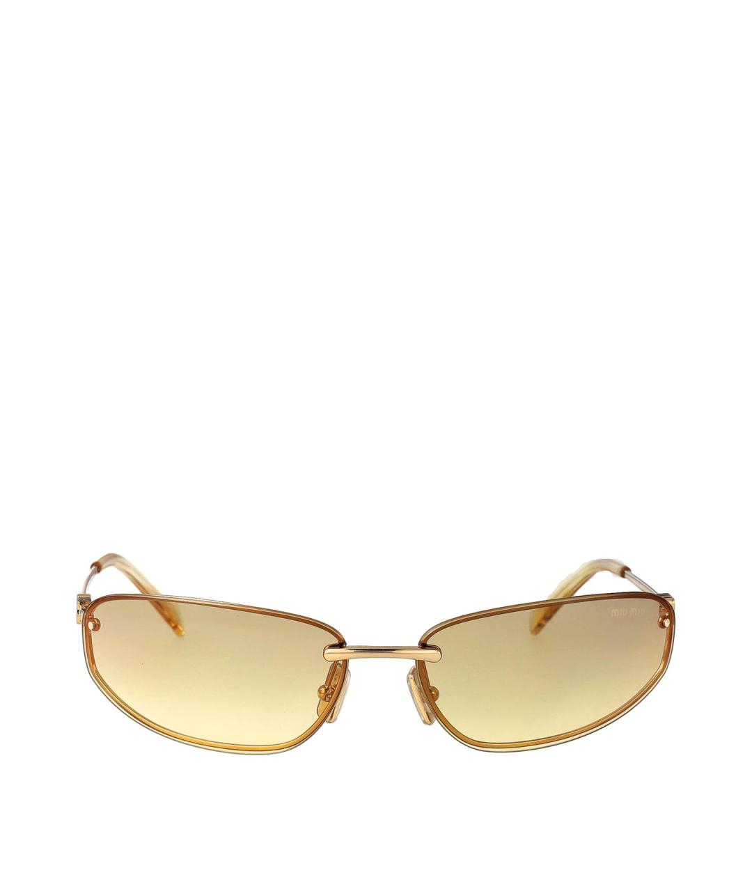 MIU MIU Золотые металлические солнцезащитные очки, фото 1
