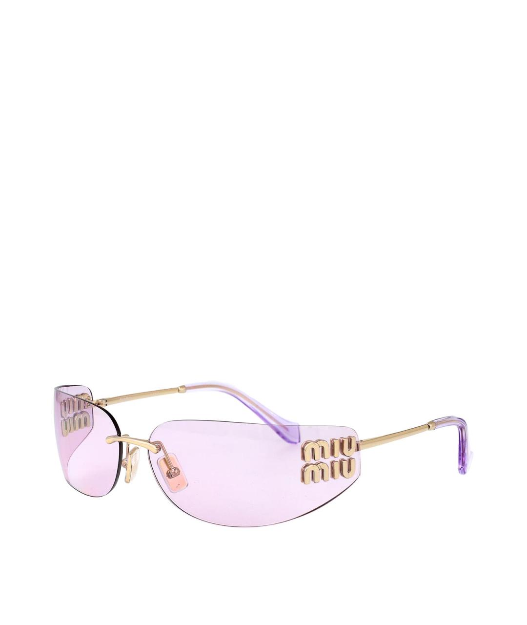 MIU MIU Золотые металлические солнцезащитные очки, фото 2
