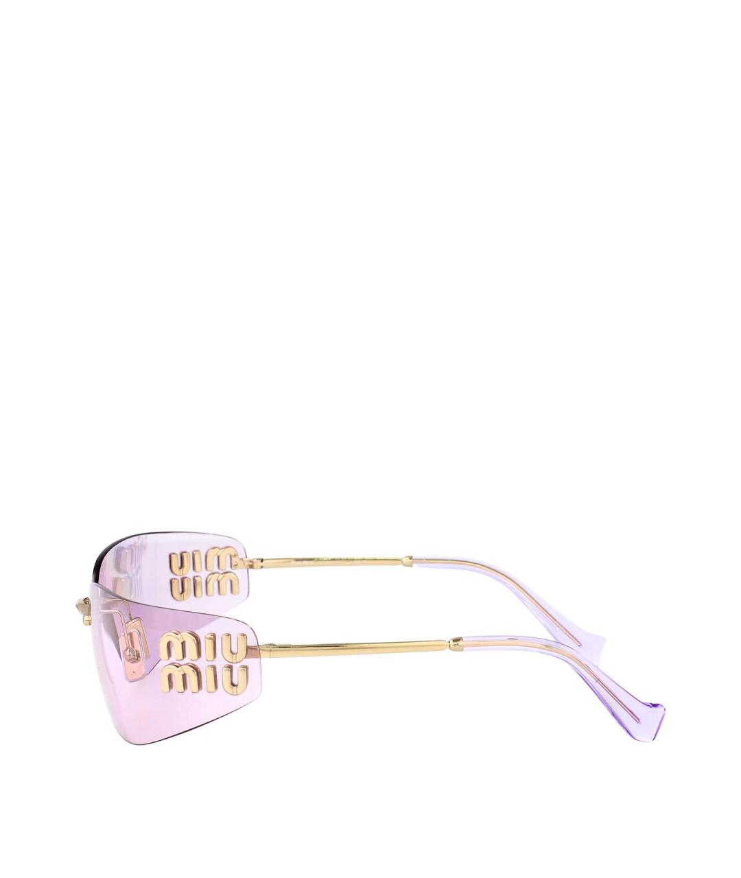 MIU MIU Золотые металлические солнцезащитные очки, фото 3