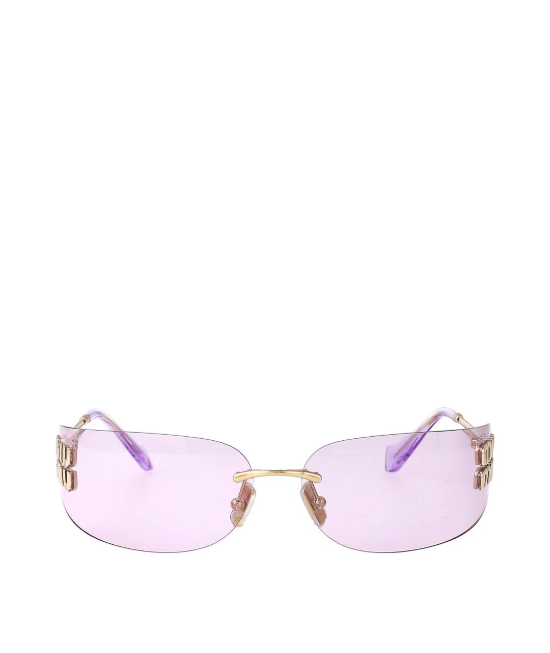 MIU MIU Золотые металлические солнцезащитные очки, фото 1