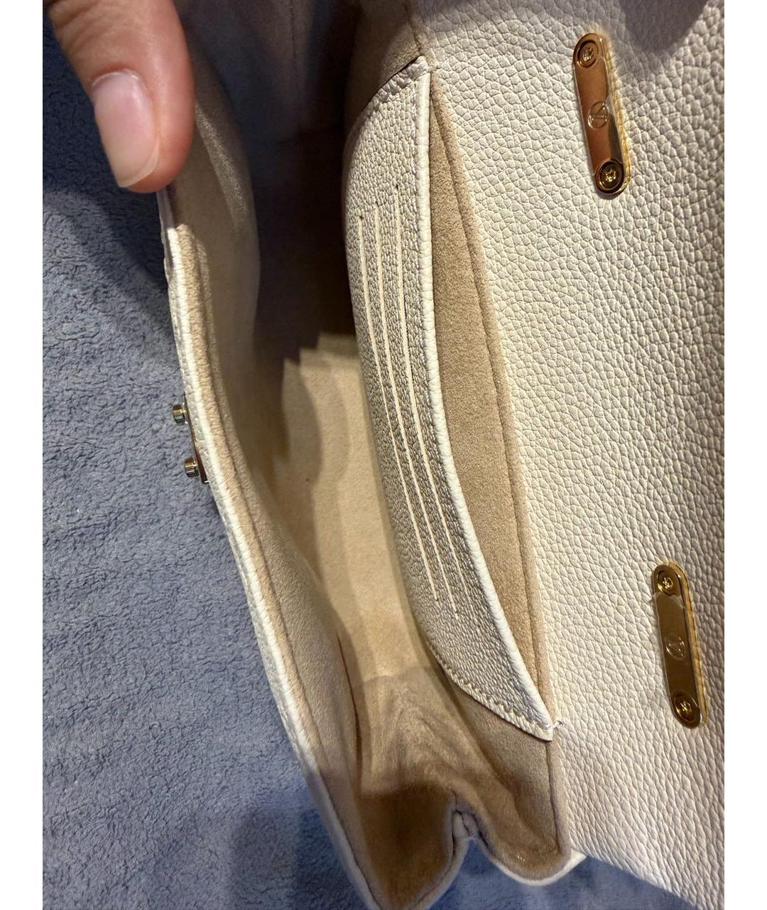 LOUIS VUITTON Бежевая кожаная сумка с короткими ручками, фото 5