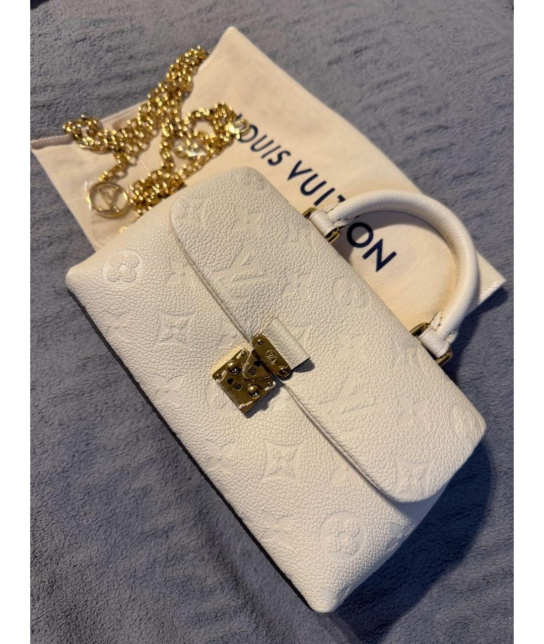 LOUIS VUITTON Бежевая кожаная сумка с короткими ручками, фото 3