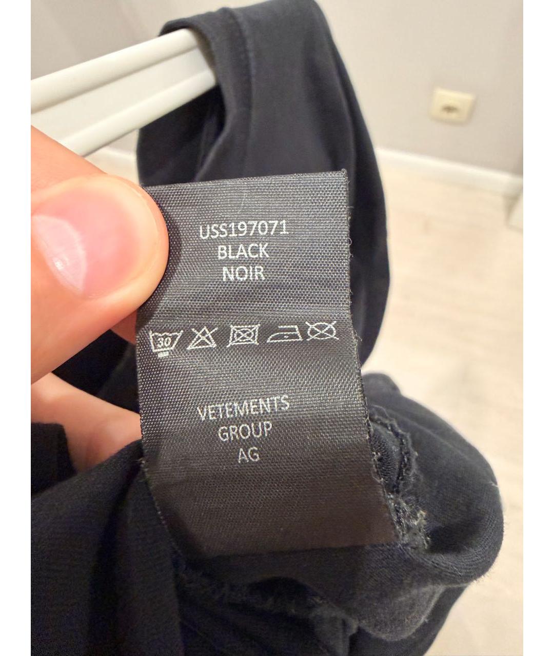 VETEMENTS Черная хлопковая футболка, фото 8