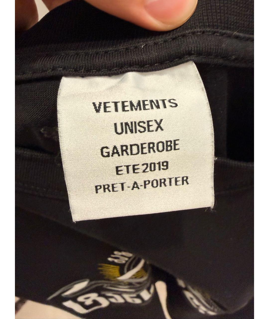VETEMENTS Черная хлопковая футболка, фото 3