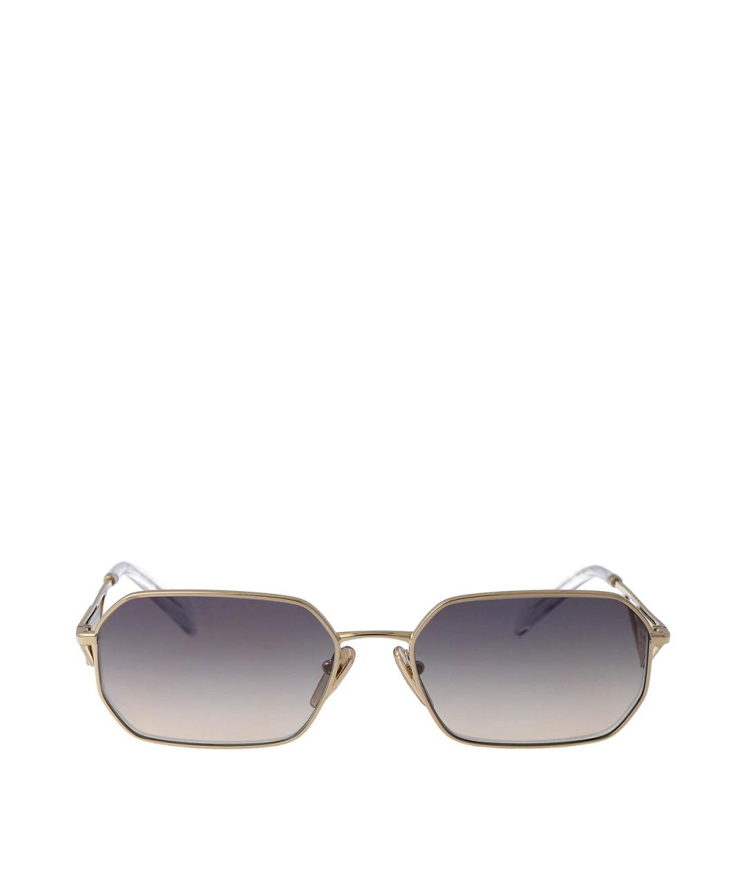 PRADA Золотые металлические солнцезащитные очки, фото 1