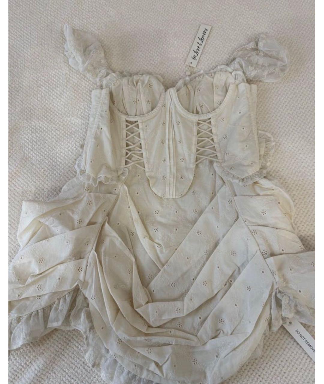 FOR LOVE AND LEMONS Бежевое вискозное коктейльное платье, фото 4