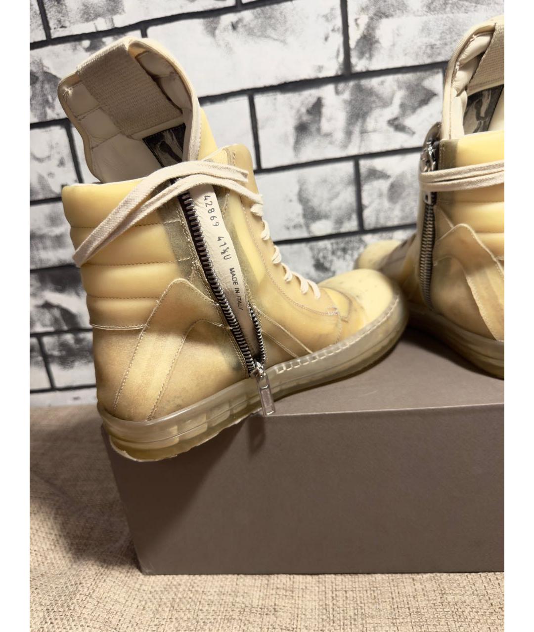 RICK OWENS Кожаные высокие кроссовки / кеды, фото 4