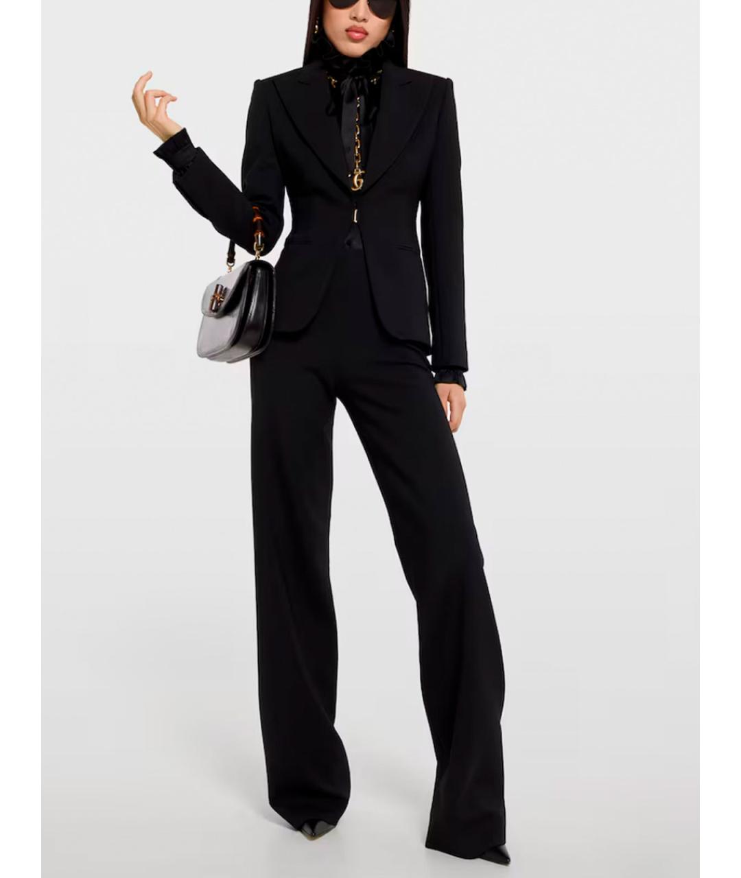 GUCCI Черные шерстяные брюки широкие, фото 2