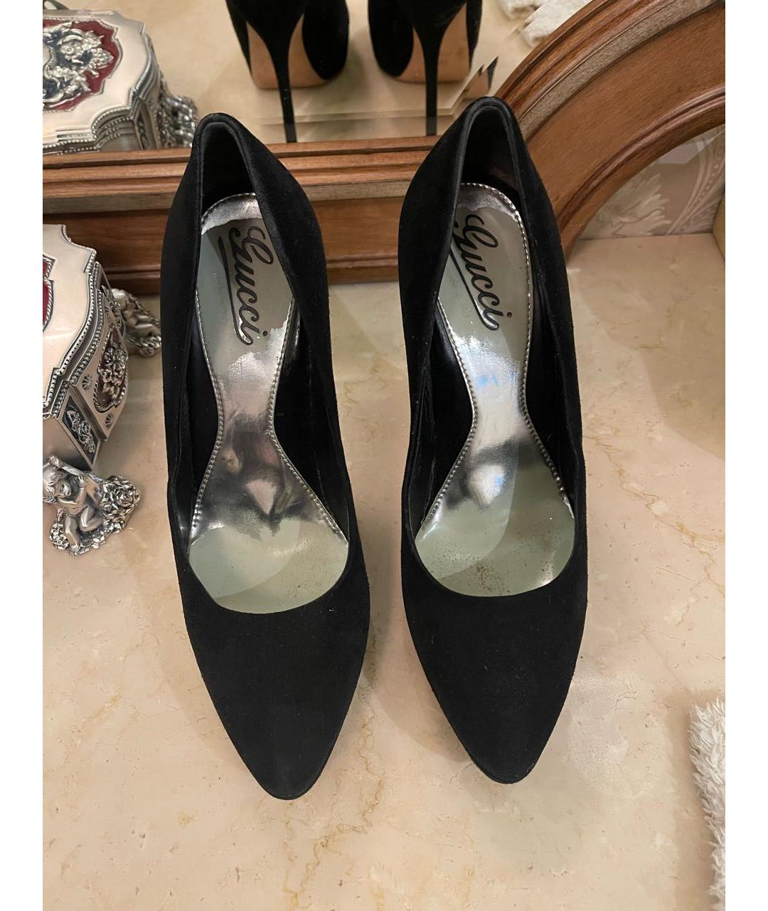 GUCCI Черные замшевые туфли, фото 2