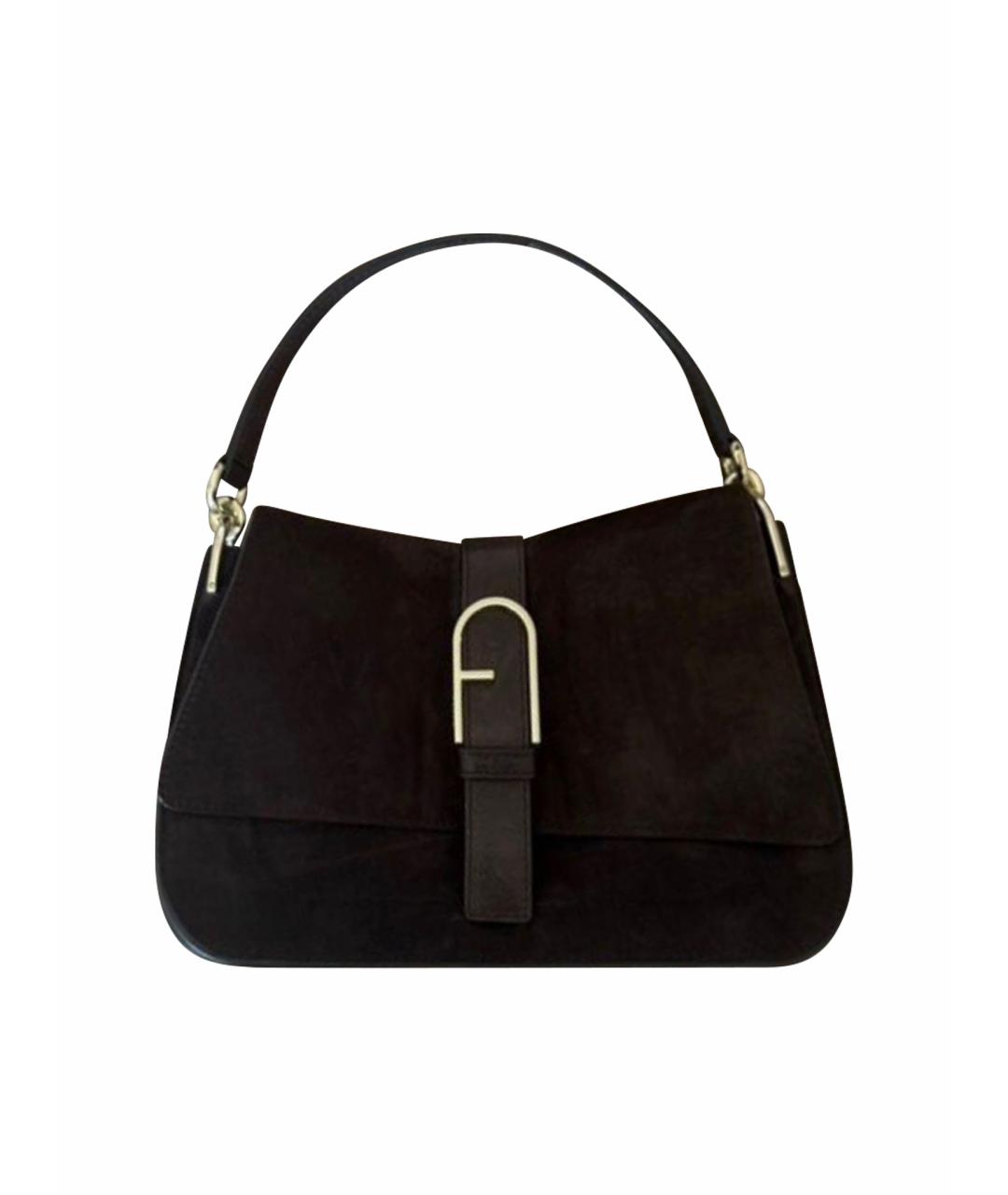 FURLA Коричневая замшевая сумка с короткими ручками, фото 1