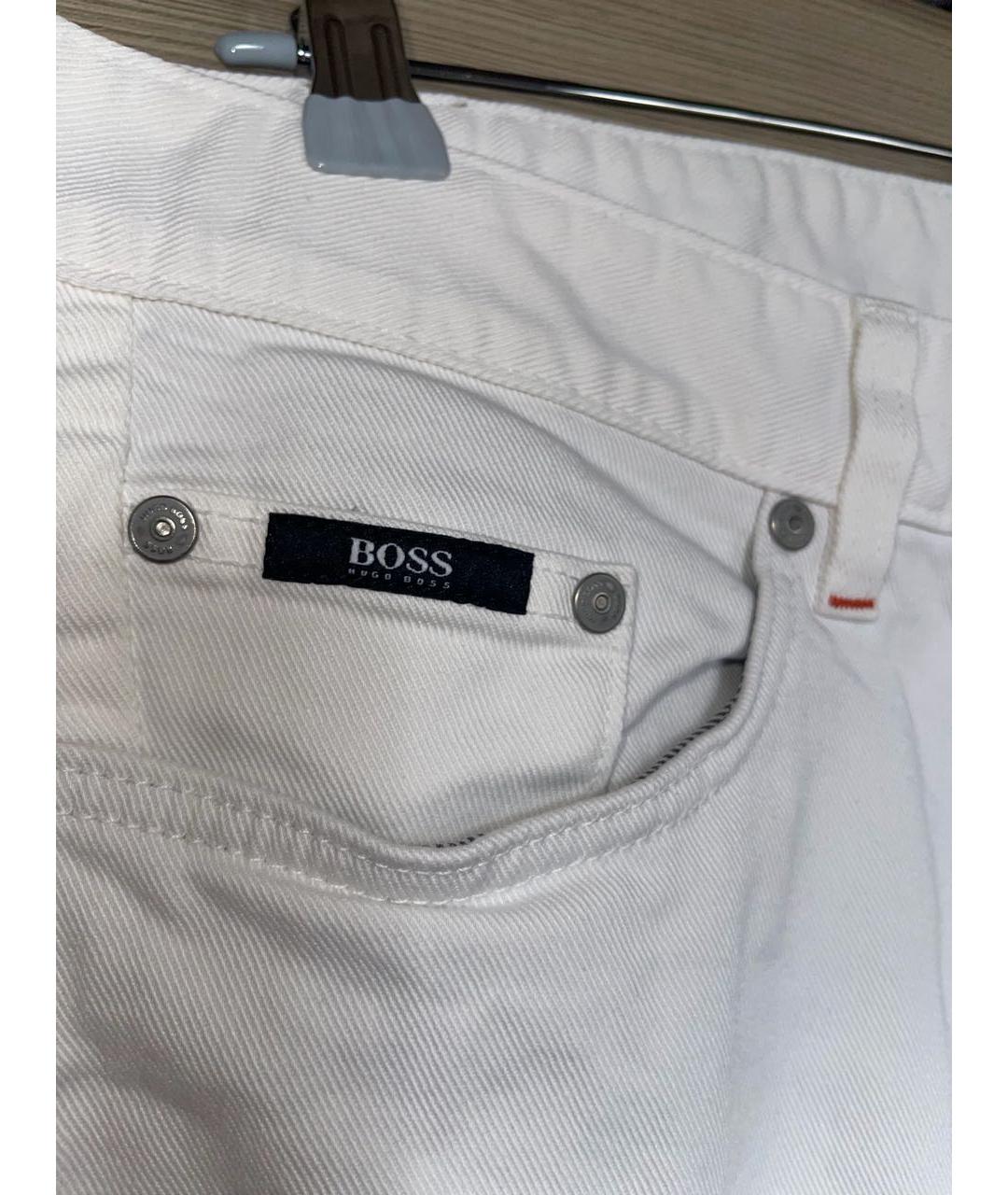 HUGO BOSS Белые хлопковые прямые джинсы, фото 5