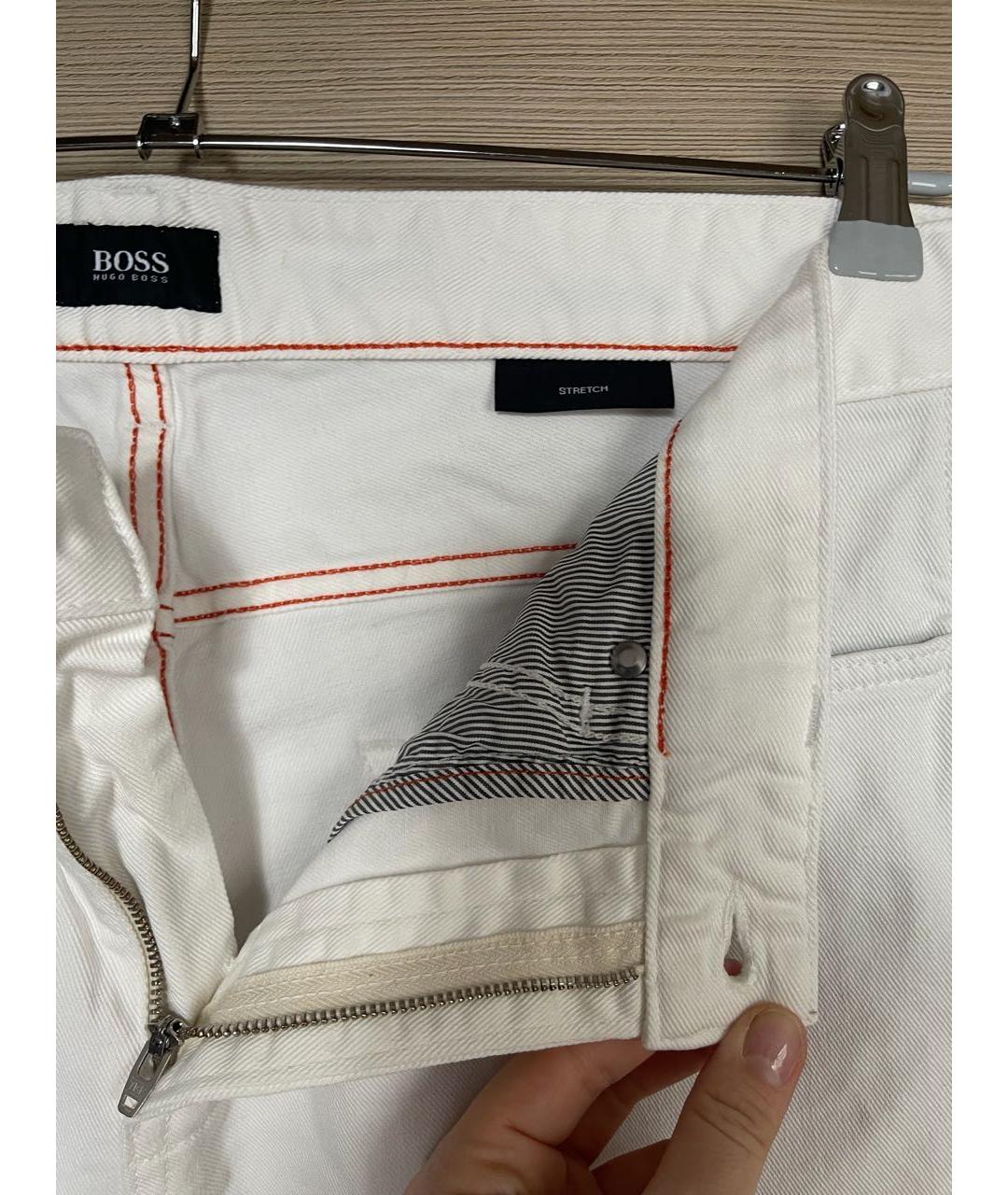 HUGO BOSS Белые хлопковые прямые джинсы, фото 3