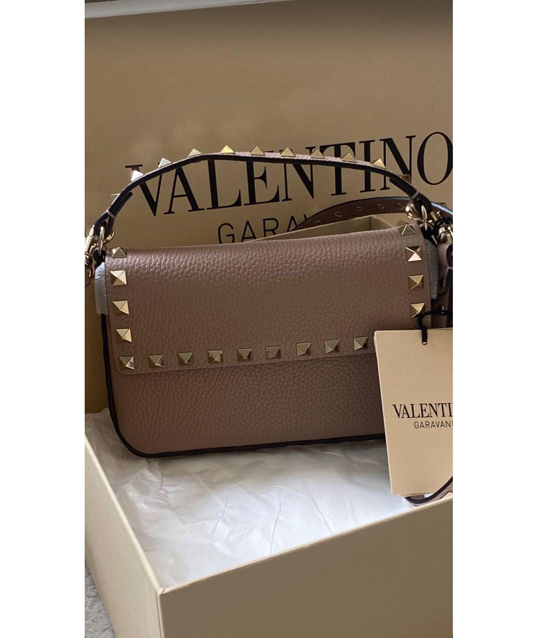 VALENTINO Бежевая кожаная сумка через плечо, фото 5