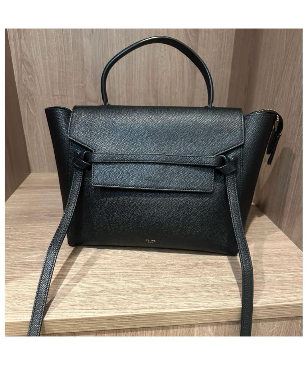 CELINE Черная кожаная сумка с короткими ручками, фото 3