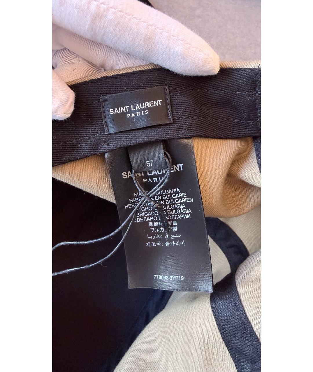 SAINT LAURENT Бежевая хлопковая кепка, фото 3