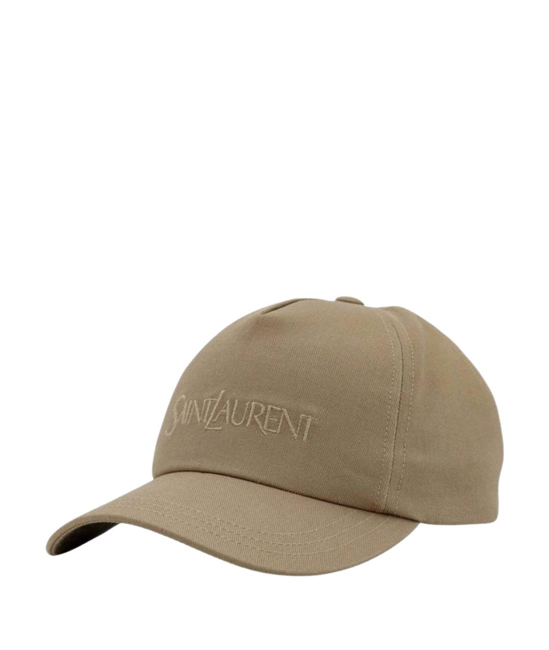 SAINT LAURENT Бежевая хлопковая кепка, фото 1