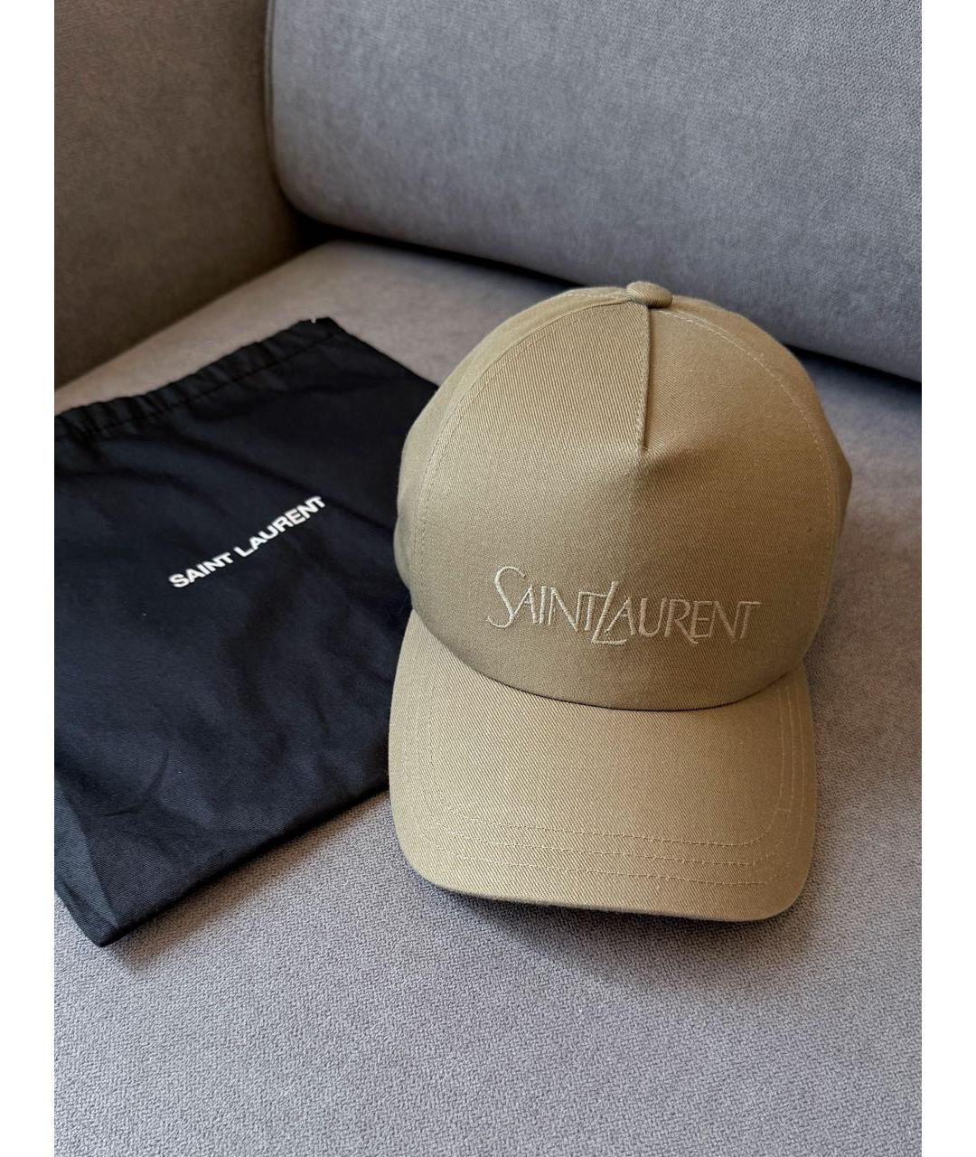 SAINT LAURENT Бежевая хлопковая кепка, фото 2