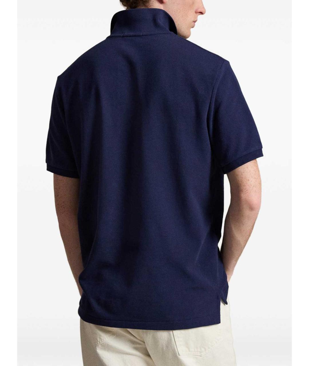 POLO RALPH LAUREN Синее хлопковое поло с коротким рукавом, фото 3