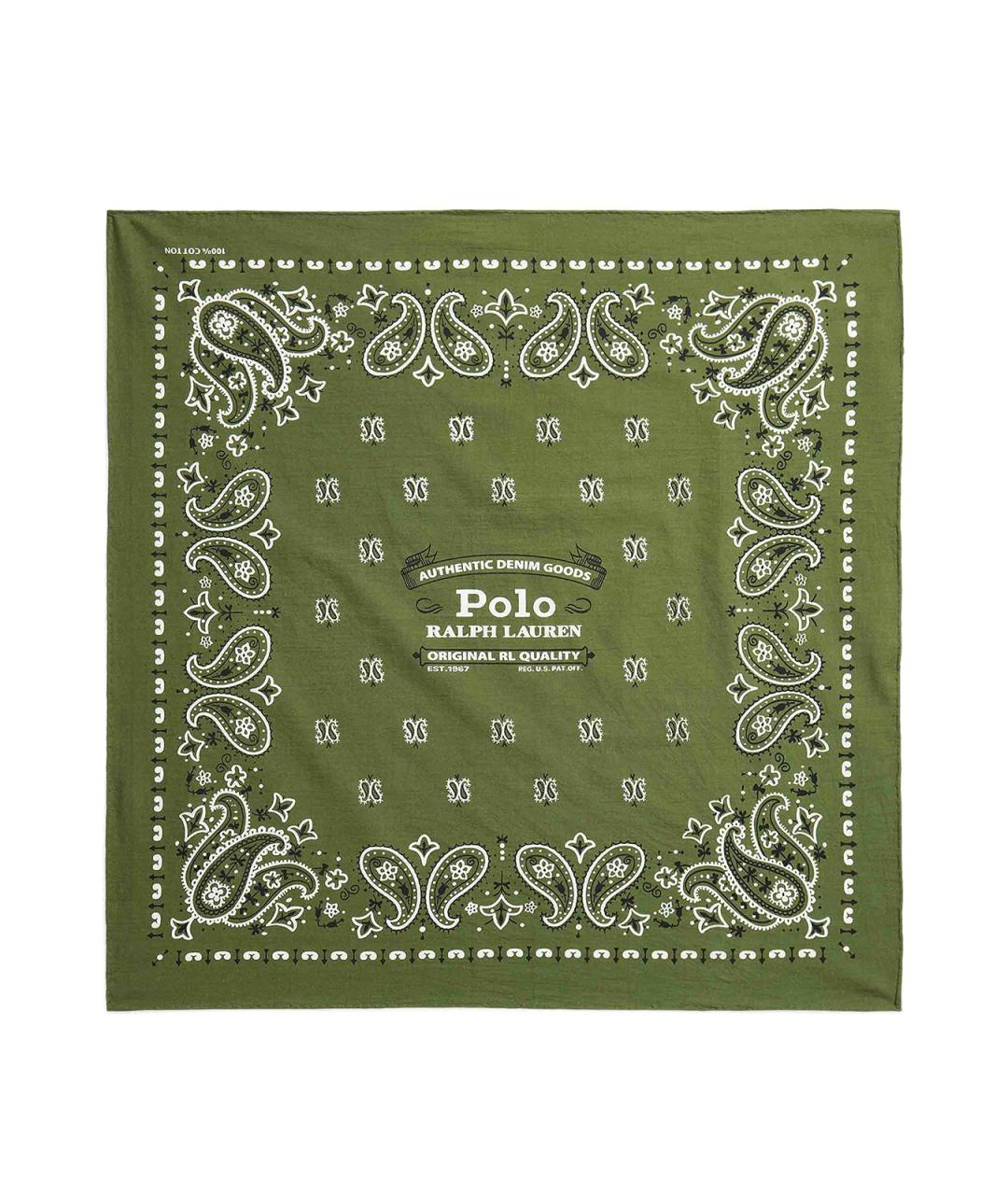 POLO RALPH LAUREN Зеленый хлопковый шарф, фото 1
