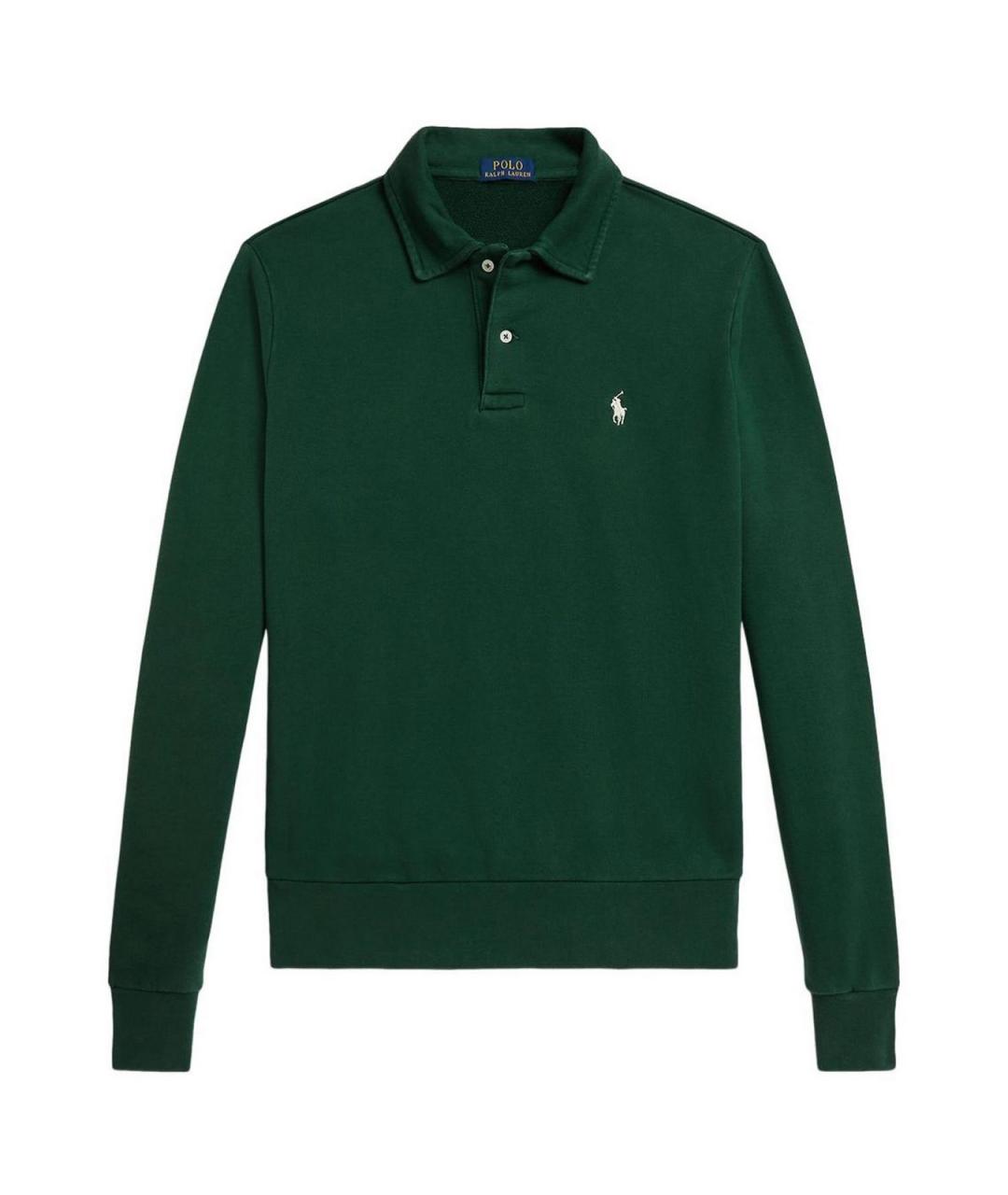 POLO RALPH LAUREN Зеленое хлопковое поло с длинным рукавом, фото 1