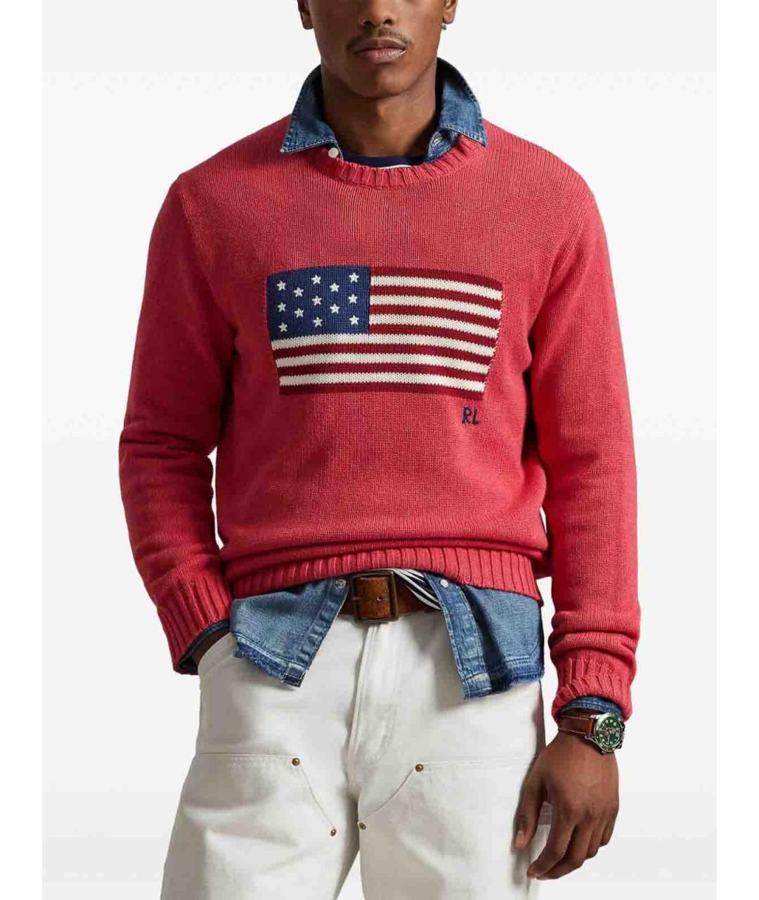 POLO RALPH LAUREN Красный хлопковый джемпер / свитер, фото 3