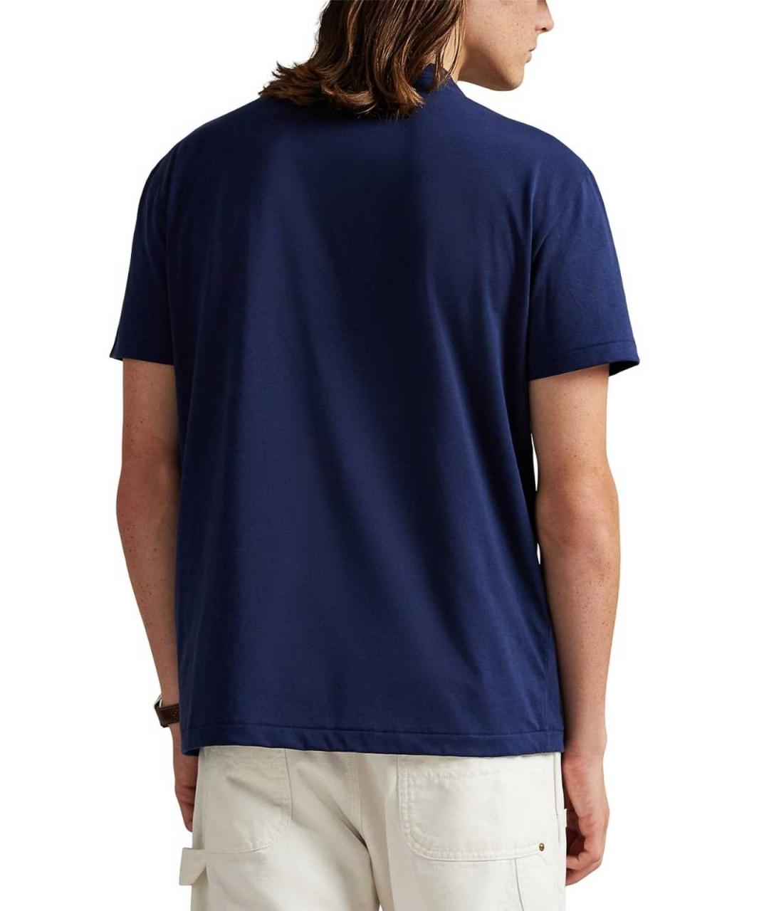 POLO RALPH LAUREN Темно-синяя хлопковая футболка, фото 4