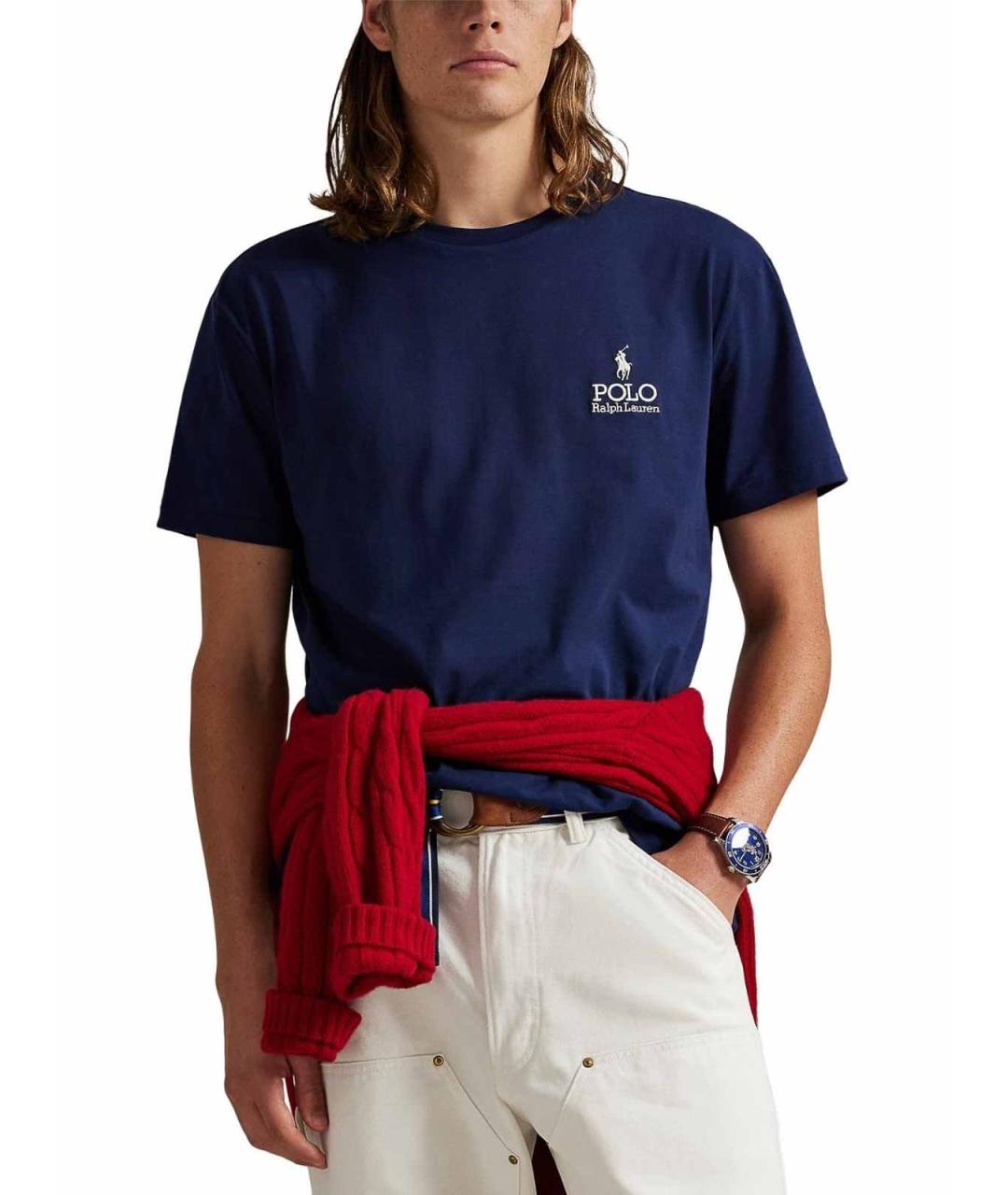 POLO RALPH LAUREN Темно-синяя хлопковая футболка, фото 3