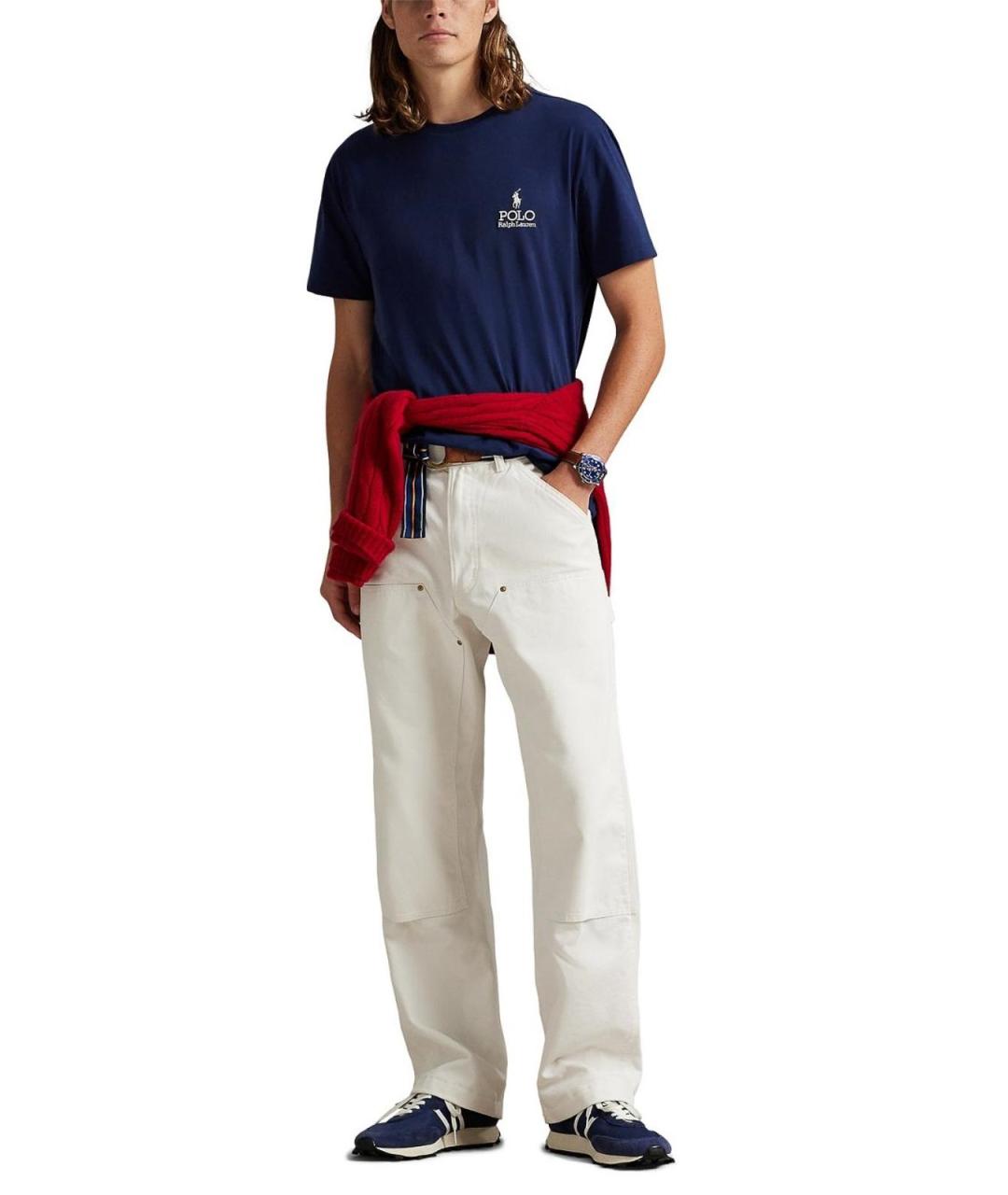 POLO RALPH LAUREN Темно-синяя хлопковая футболка, фото 2