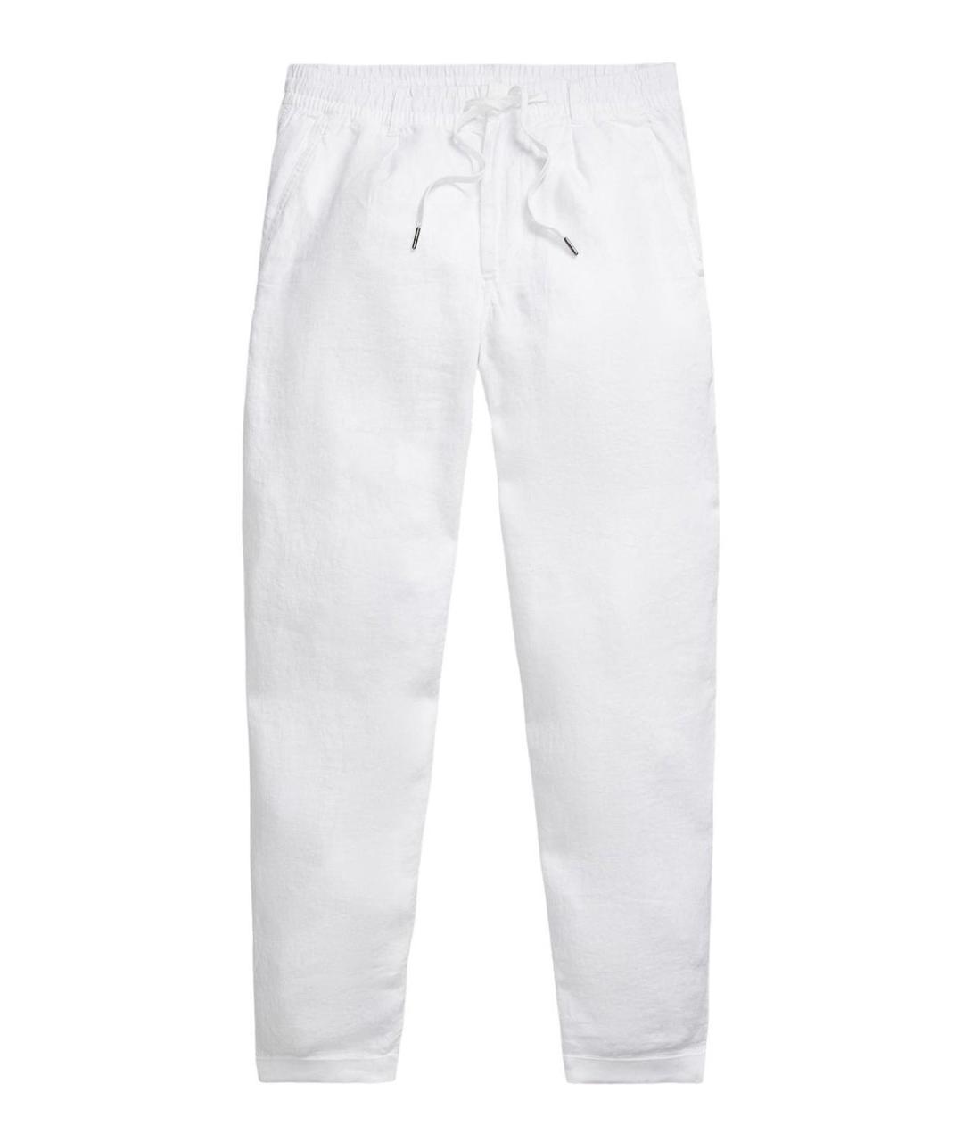 POLO RALPH LAUREN Белые льняные повседневные брюки, фото 1