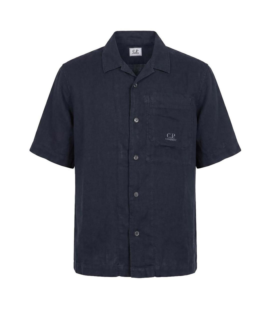 CP COMPANY Темно-синяя льняная кэжуал рубашка, фото 1