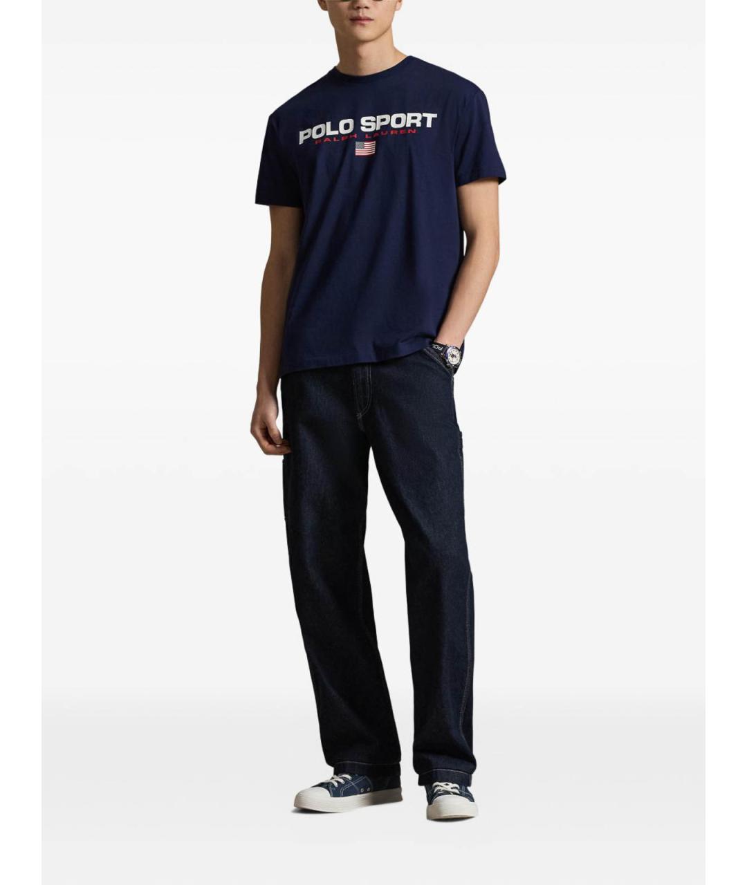 POLO RALPH LAUREN Синяя хлопковая футболка, фото 2
