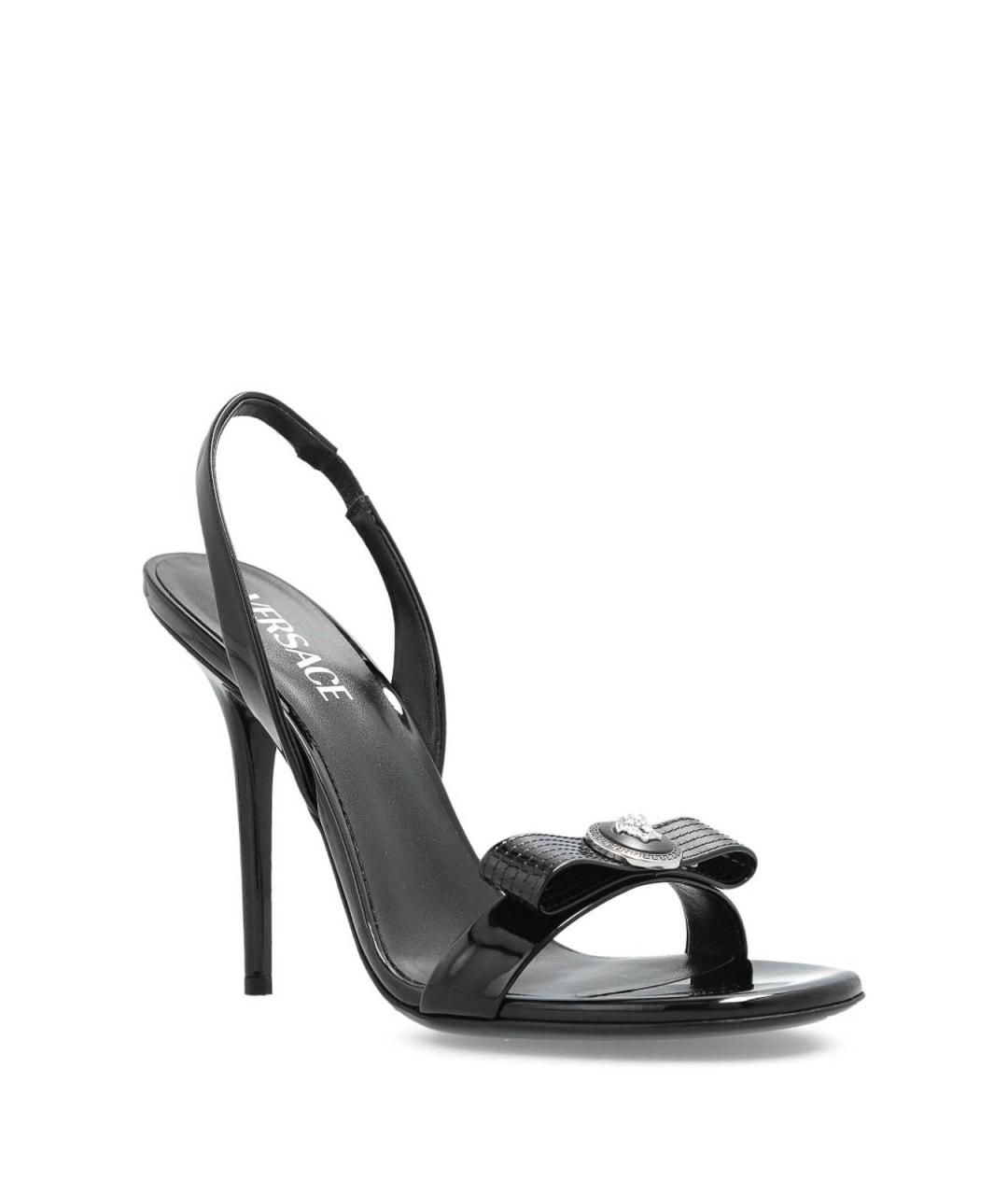 VERSACE Черные кожаные босоножки, фото 3