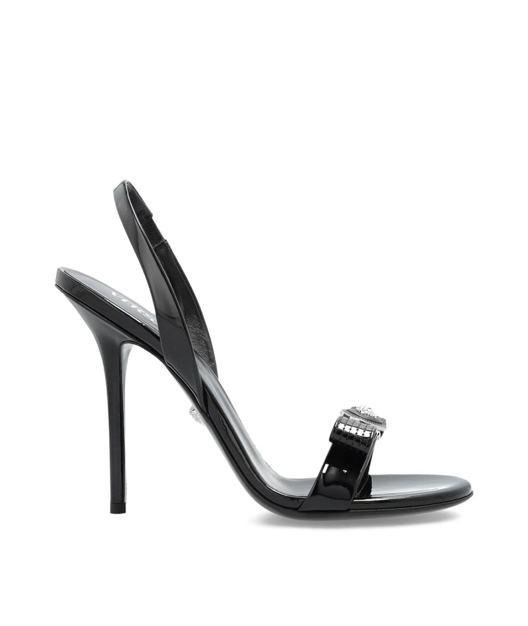 VERSACE Черные кожаные босоножки, фото 1