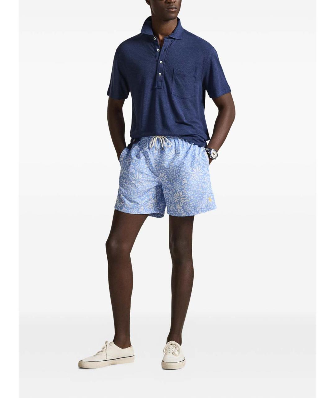POLO RALPH LAUREN Голубые полиэстеровые плавки, фото 2