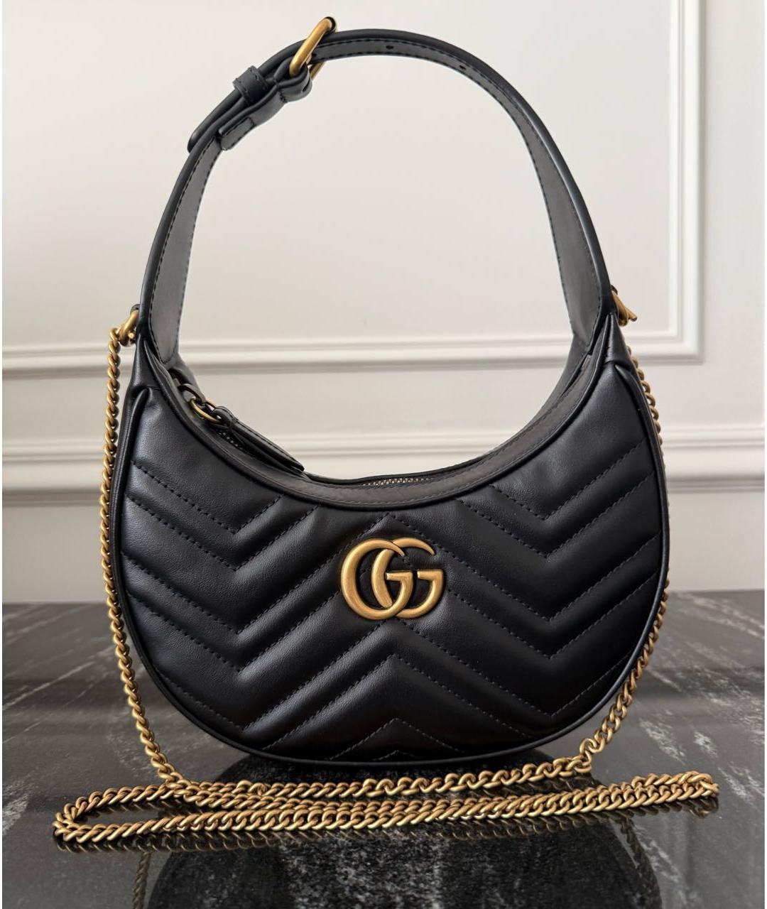 GUCCI Черная кожаная сумка с короткими ручками, фото 7