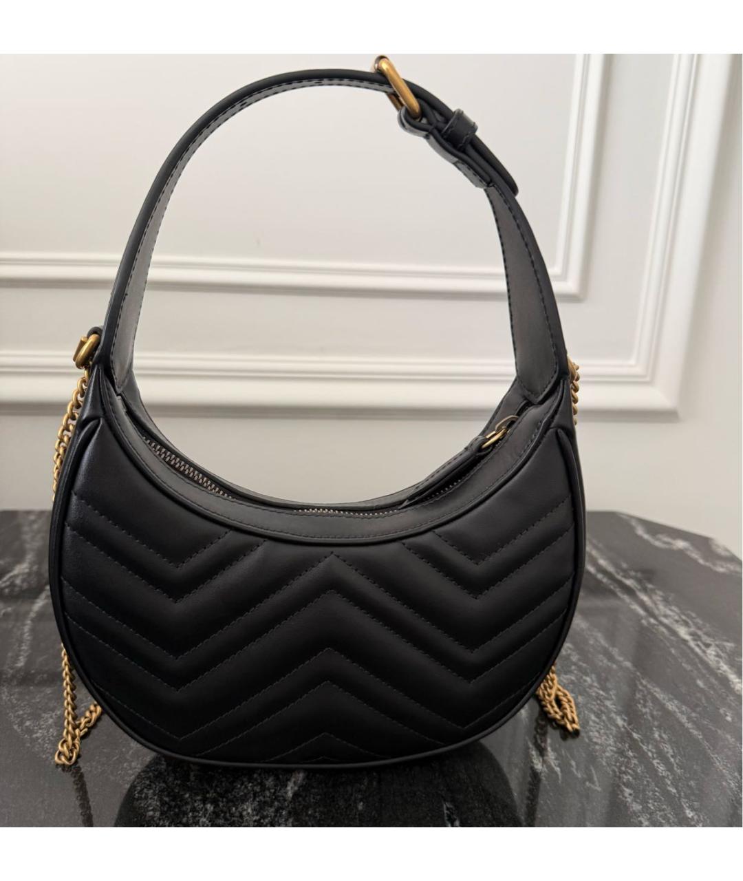 GUCCI Черная кожаная сумка с короткими ручками, фото 2