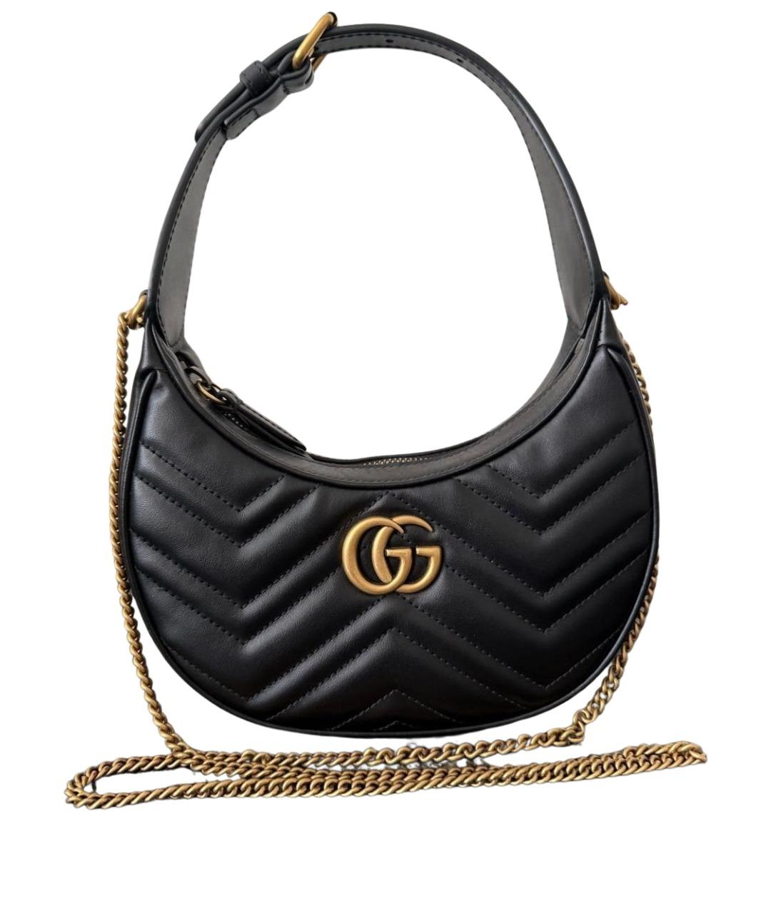 GUCCI Черная кожаная сумка с короткими ручками, фото 1