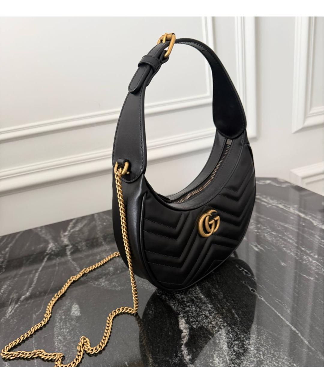 GUCCI Черная кожаная сумка с короткими ручками, фото 3