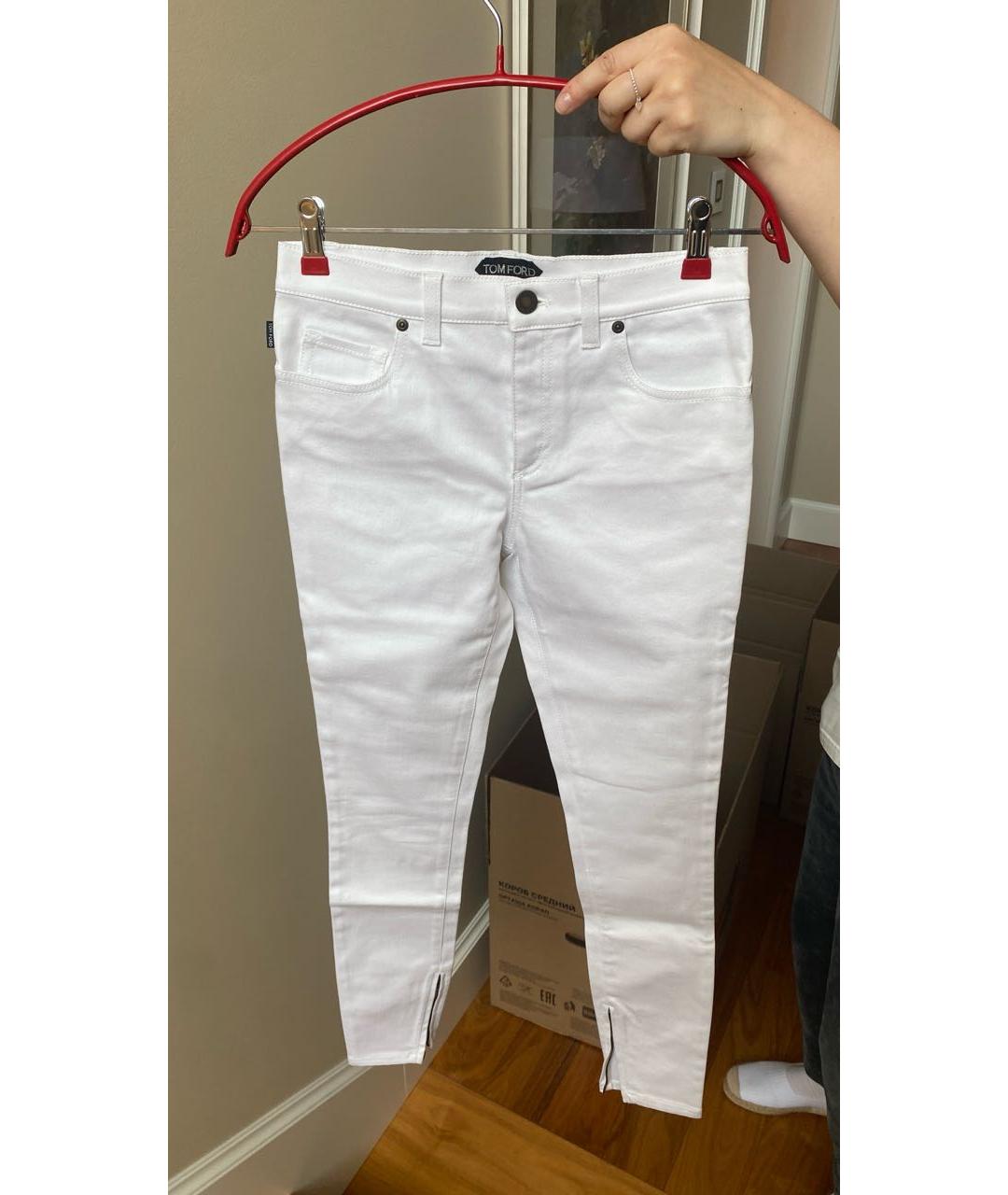 TOM FORD Белые хлопко-эластановые джинсы слим, фото 5