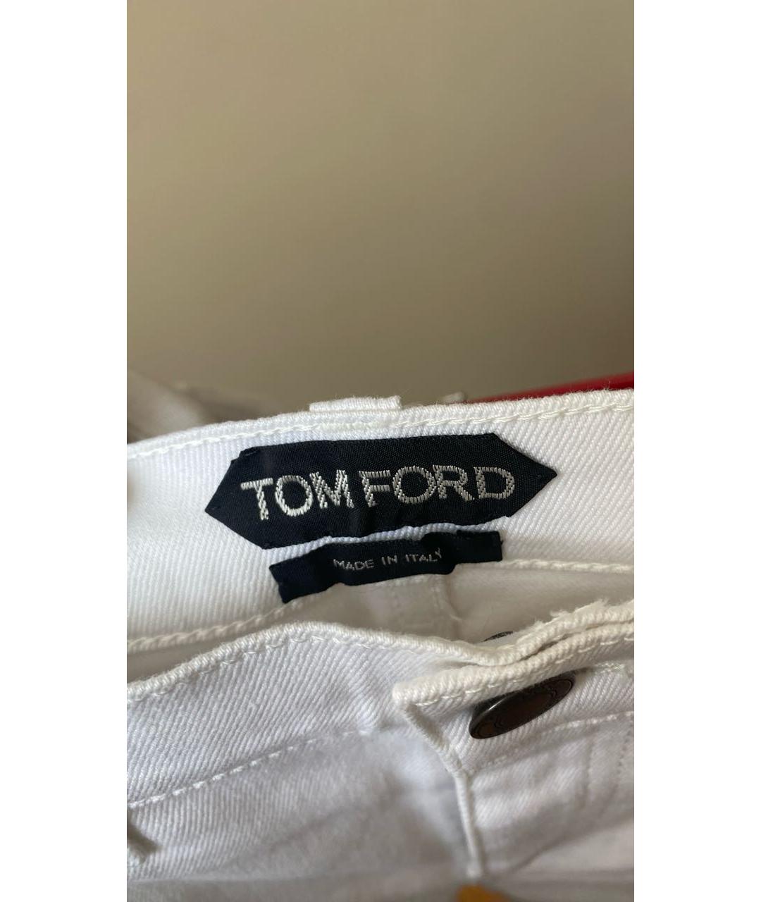 TOM FORD Белые хлопко-эластановые джинсы слим, фото 3