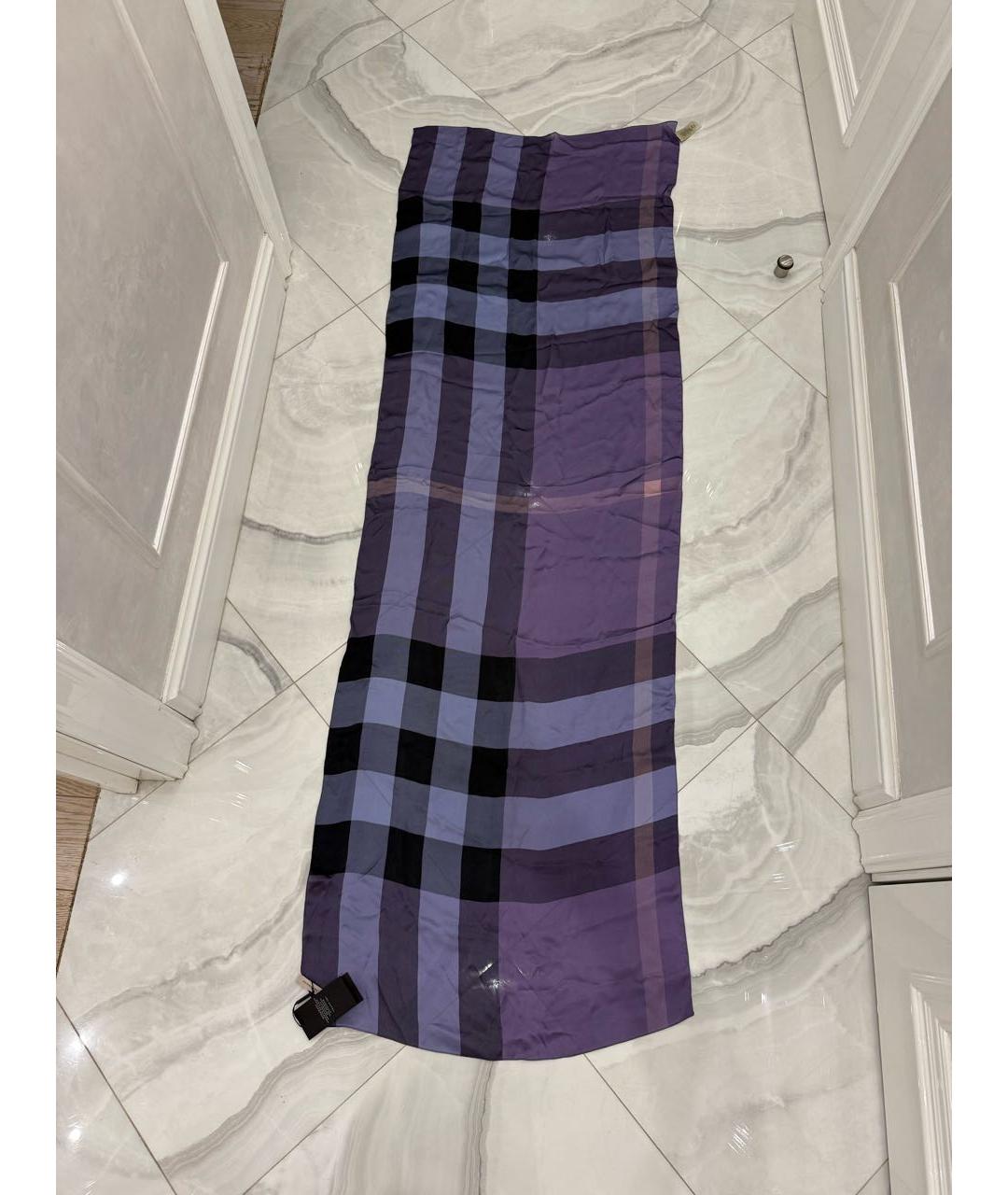 BURBERRY Фиолетовый шелковый платок, фото 3