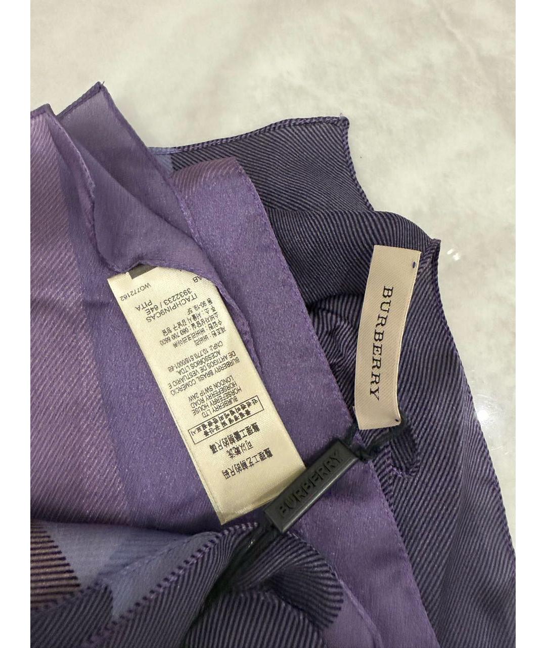BURBERRY Фиолетовый шелковый платок, фото 5