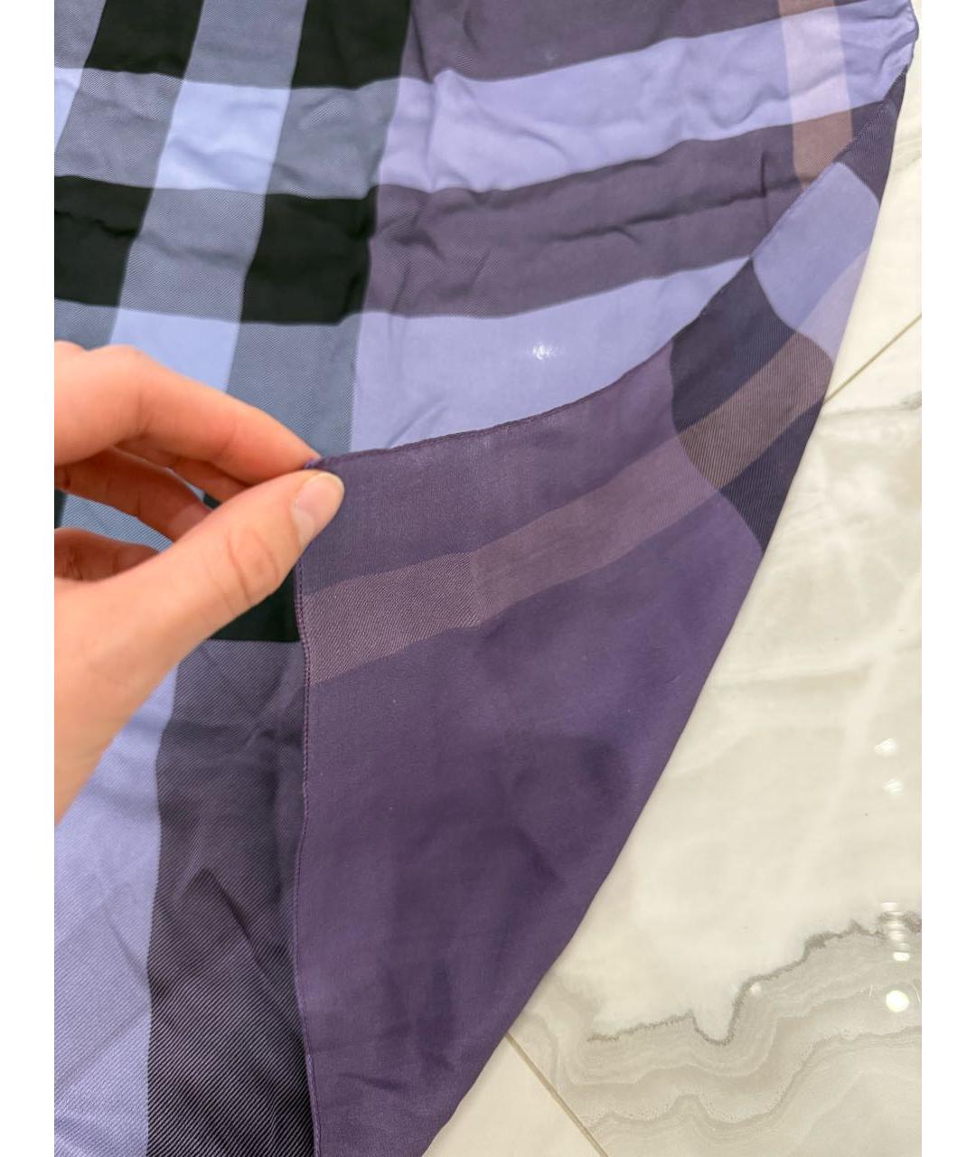 BURBERRY Фиолетовый шелковый платок, фото 2