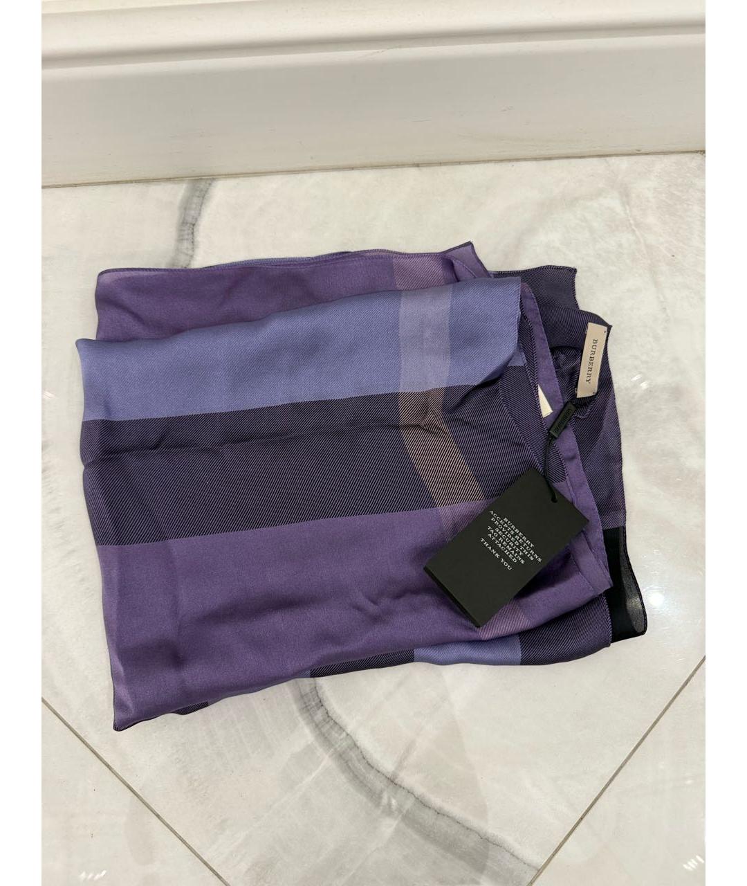 BURBERRY Фиолетовый шелковый платок, фото 6