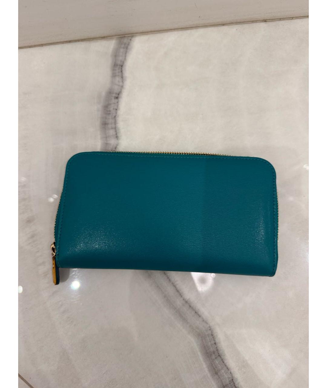 FERRAGAMO Бирюзовый кожаный кошелек, фото 2