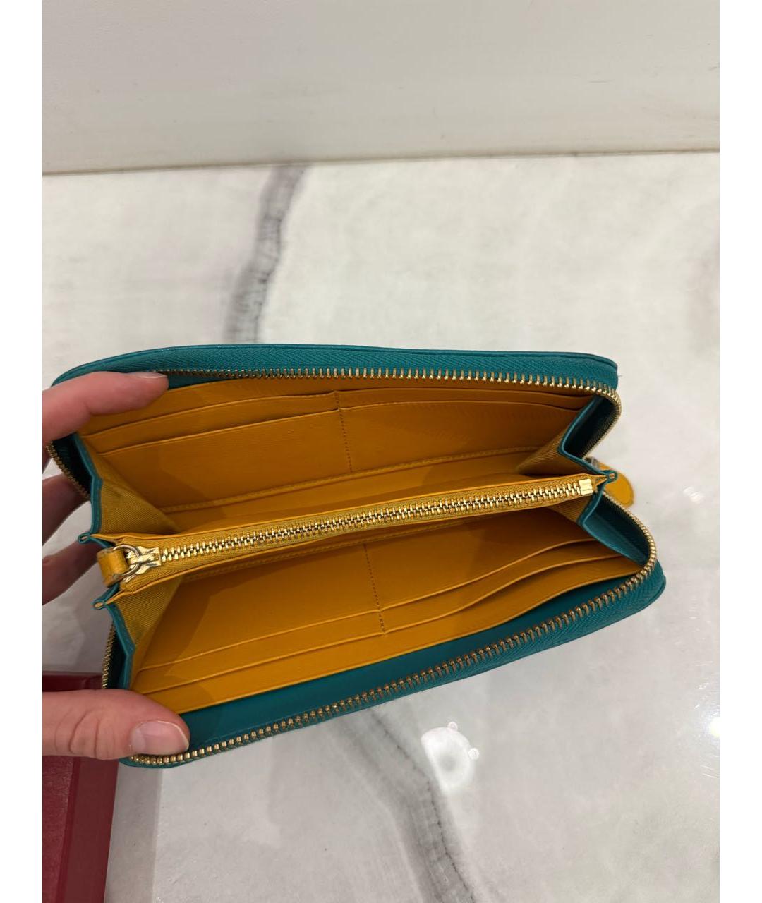 FERRAGAMO Бирюзовый кожаный кошелек, фото 3