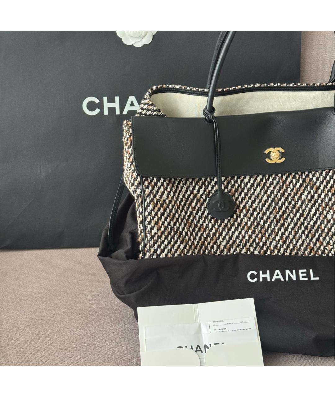 CHANEL Черная кожаная сумка тоут, фото 8