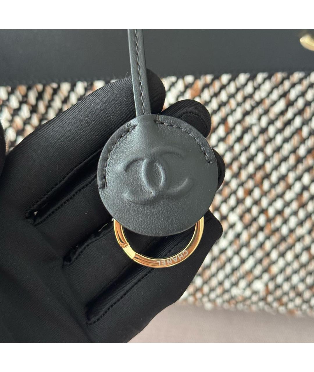 CHANEL Черная кожаная сумка тоут, фото 7
